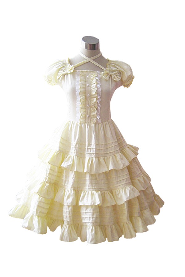 Adult Costume Light Yellow Lolita Princess Dress - Click Image to Close